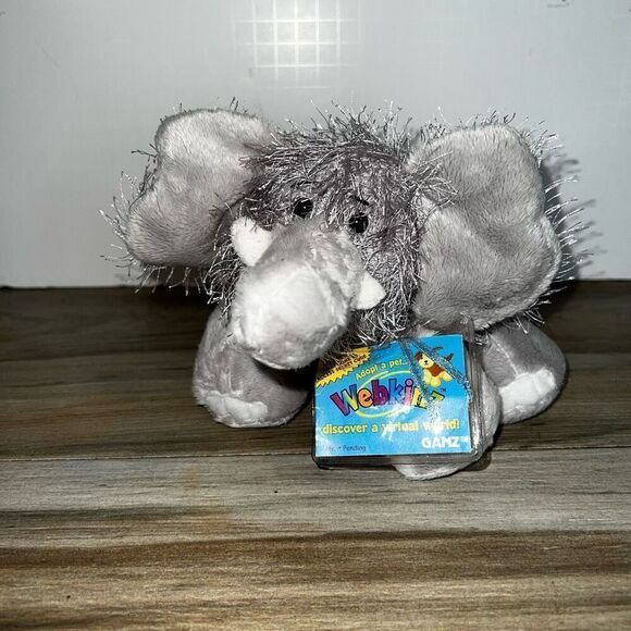 Retired Ganz Webkinz Lil' Kinz Elephant with Tags Code Unsealed Gray Snuggly - Picture 1 of 7
